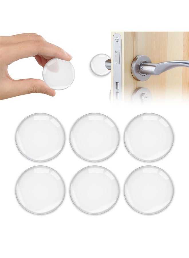 6 Pcs Door Stopper, Wall Door Handle Stopper, Silicone Transparent Round Wall Protector, Self Adhesive Door Stops Door Handle Bumper Pads for Wall, Fridge, Cabinets - Image 1